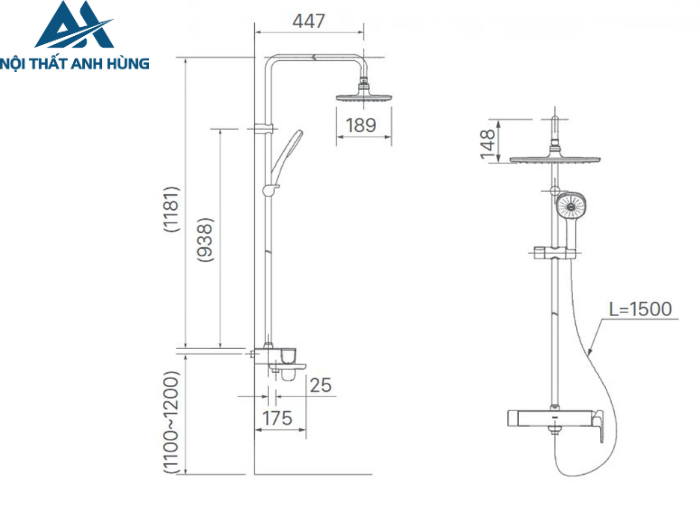 Vòi Sen Cây Tắm Inax BFV-635S Nóng Lạnh