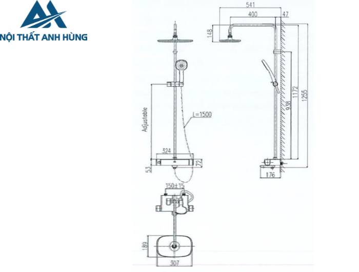 Vòi Sen Cây Tắm Inax BFV-639T Nhiệt Độ Tay Sen Tăng Áp