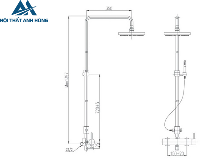 Vòi Sen Cây Tắm Inax BFV-70S Nóng Lạnh