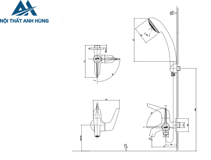 Vòi Sen Lạnh Inax BFV-17-4C Tay Sen Mạ
