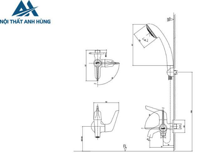 Vòi Sen Lạnh Inax BFV-17-8C Tay Sen Tăng Áp Mạ Crom