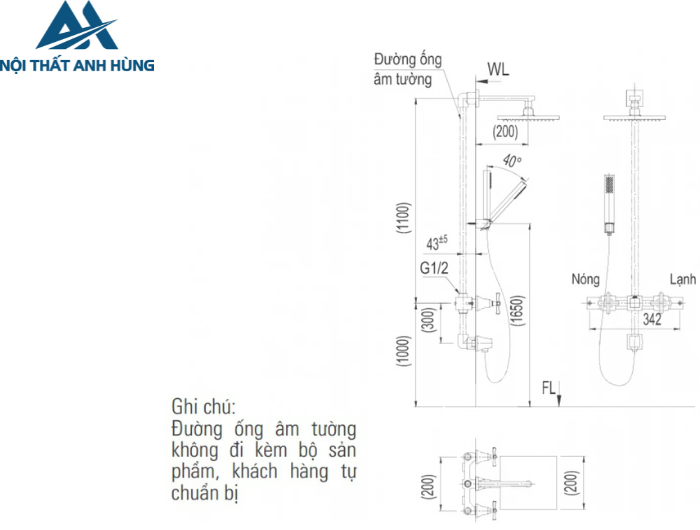 Vòi Sen Tắm Âm Tường Inax BFV-81SEHC Nóng Lạnh