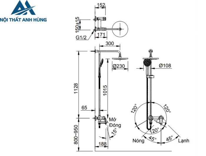 Vòi Sen Tắm Cây Inax BFV-915S Nóng Lạnh