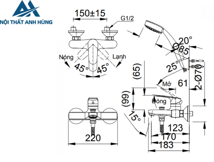 Vòi Sen Tắm Inax BFV-2003S Nóng Lạnh