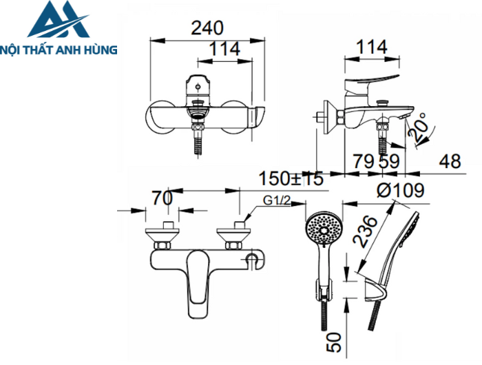 Vòi Sen Tắm Inax BFV-503S Nóng Lạnh Cao Cấp