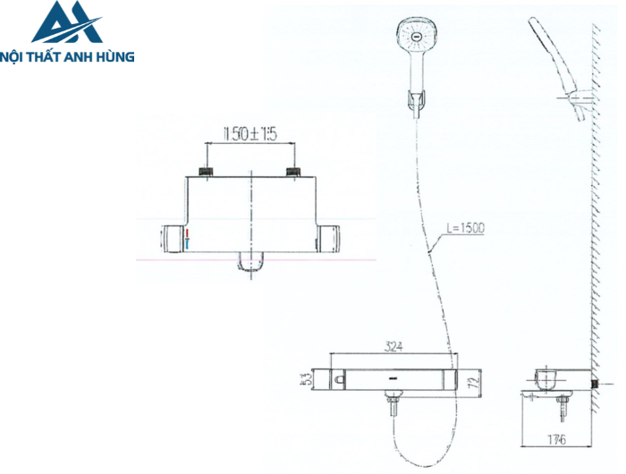 Vòi Sen Tắm Inax BFV-636T Nhiệt Độ Tay Sen Tăng Áp