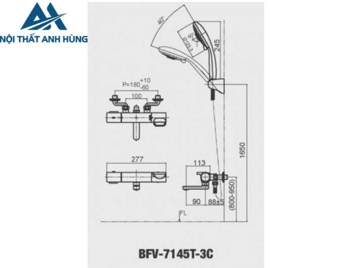 Vòi Sen Tắm Inax BFV-7145T-3C Nhiệt Độ