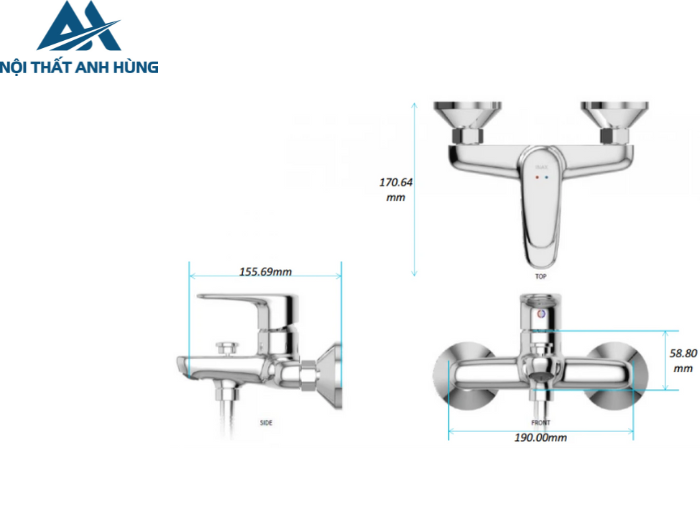 Vòi Sen Tắm Nóng Lạnh Inax BFV-1113S-4C Tay Sen Mạ