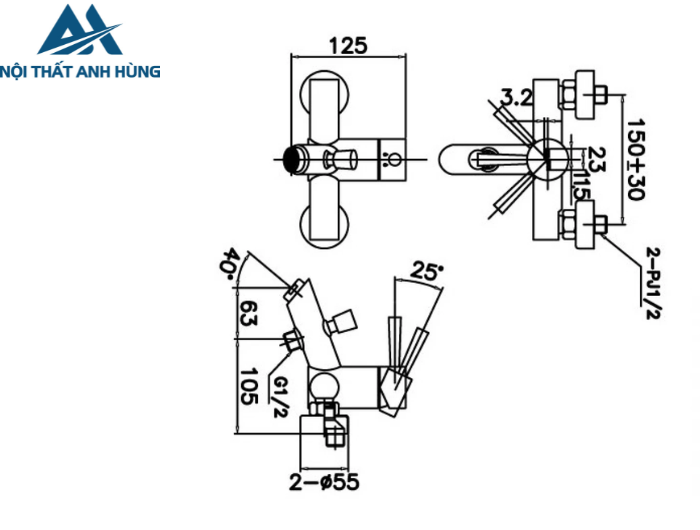 Vòi Sen Tắm Nóng Lạnh Inax BFV-8000S-1C