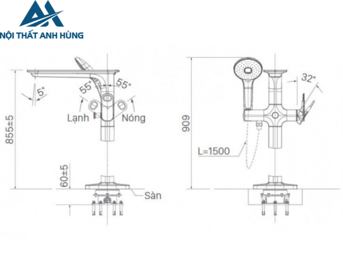 Vòi Sen Xả Bồn Tắm INAX BFV-656S Đặt Sàn