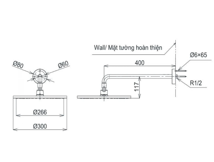 Bát sen gắn tường TOTO TBW07003A Tròn 300mm Dòng G