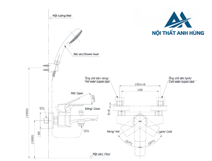 Bộ sen tắm nóng lạnh TOTO TBG07302VA TBW09000V