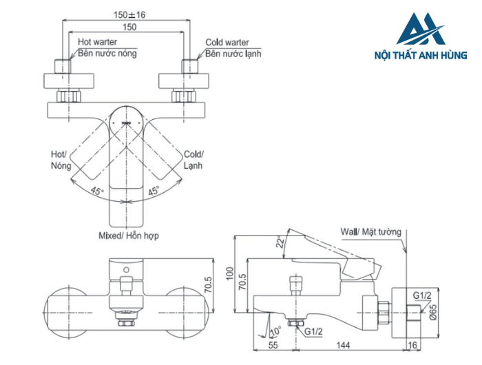 Bộ sen tắm nóng lạnh TOTO TBG13302A TBW02005V