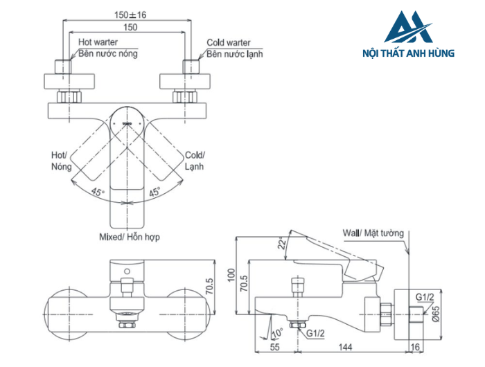 Bộ sen tắm nóng lạnh TOTO TBG13302A TBW02017A