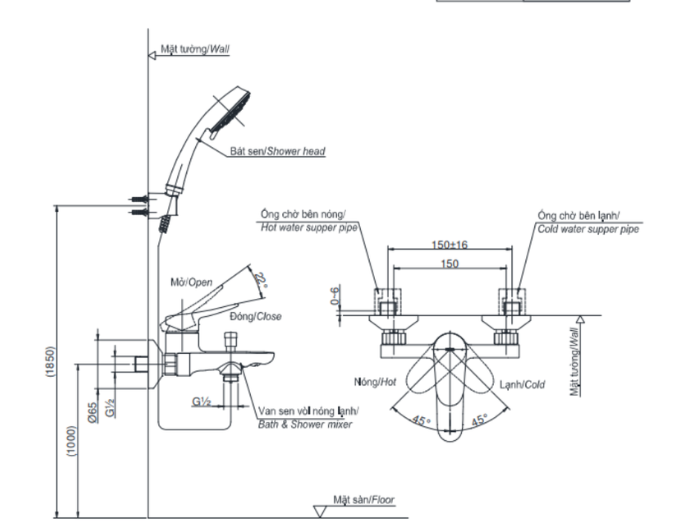 Bộ sen tắm nóng lạnh TOTO TBS04302V DGH104ZR