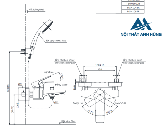 Củ sen tắm nóng lạnh TOTO TBG07302VA