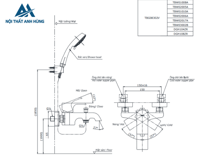 Củ sen tắm nóng lạnh TOTO TBG08302VA