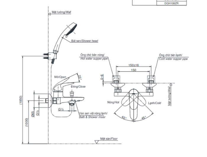 Củ sen tắm nóng lạnh TOTO TBS03302V