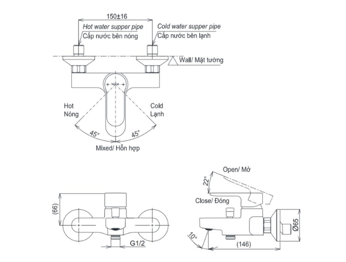 Củ sen tắm nóng lạnh TOTO TBS06302V