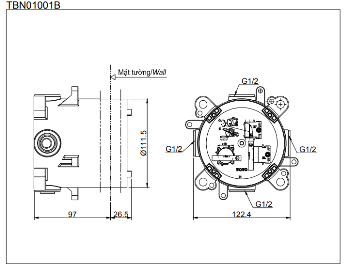 Phụ kiện âm tường TOTO TBN01001B