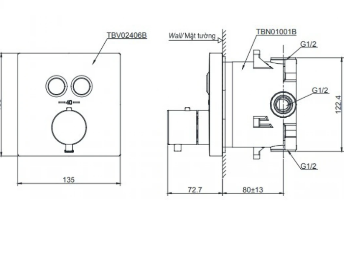 Van Điều Chỉnh Nhiệt Độ TOTO TBV02406BA#MBL TBN01001B Màu Đen Mờ