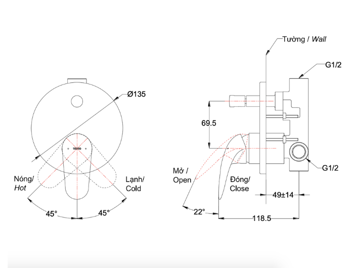 Van điều chỉnh nóng lạnh TOTO TBS03304B