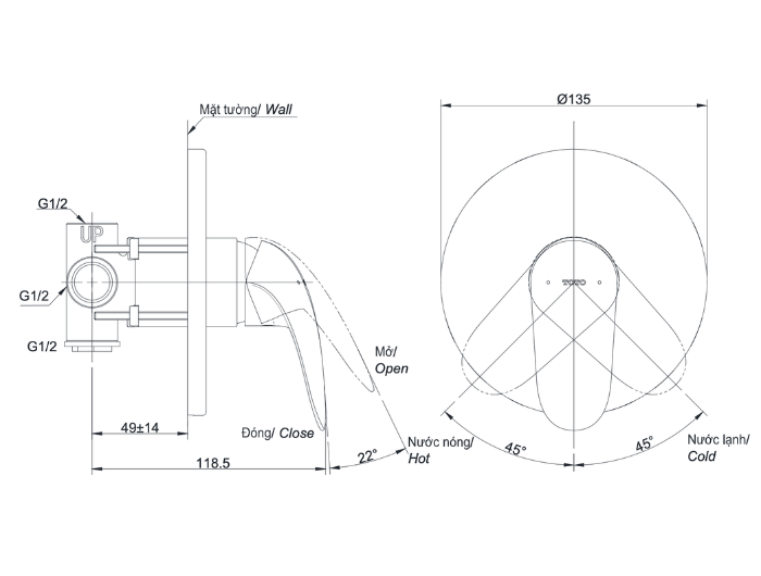 Van gật gù điều chỉnh nóng lạnh TOTO TBS03303B
