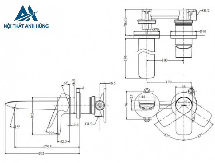 Vòi lavabo nóng lạnh gắn tường TOTO TLG04309BB