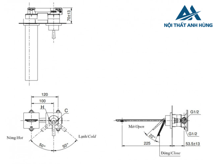 Vòi lavabo nóng lạnh gắn tường TOTO TLP02310BA