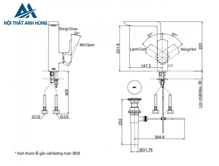 Vòi lavabo nóng lạnh GR TOTO TLG02309BB