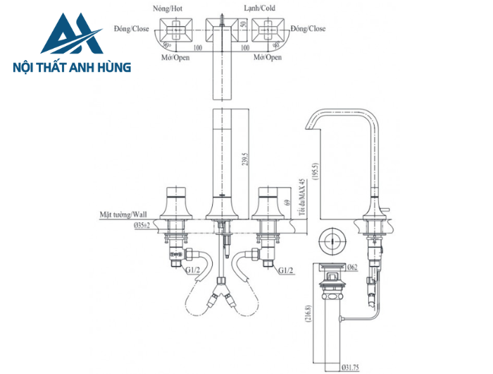 Vòi lavabo nóng lạnh TOTO TLG08201B