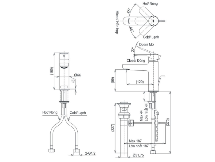 Vòi lavabo nóng lạnh TOTO TLS06301V1