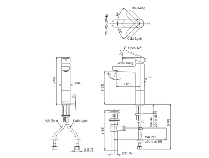 Vòi lavabo nóng lạnh TOTO TLS06303V