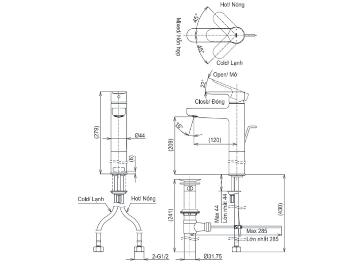 Vòi lavabo nóng lạnh TOTO TLS06305V