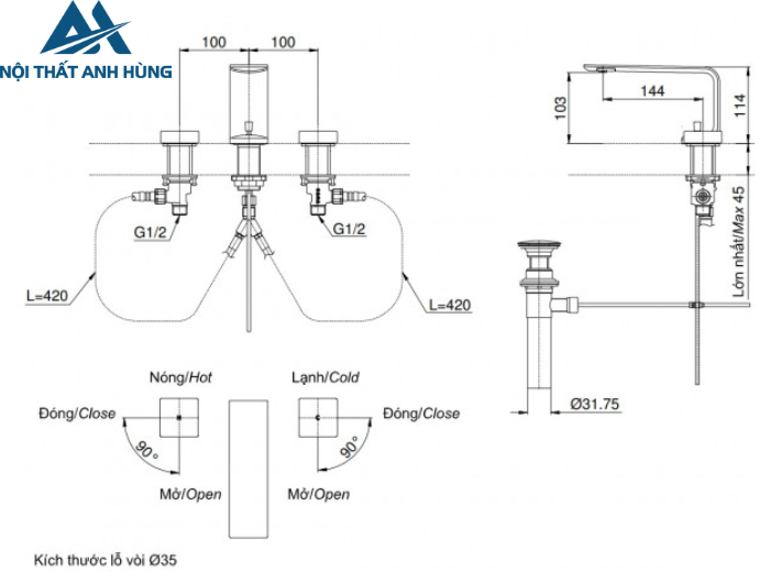 Vòi lavabo nóng lạnh ZL TOTO TLP02201BA