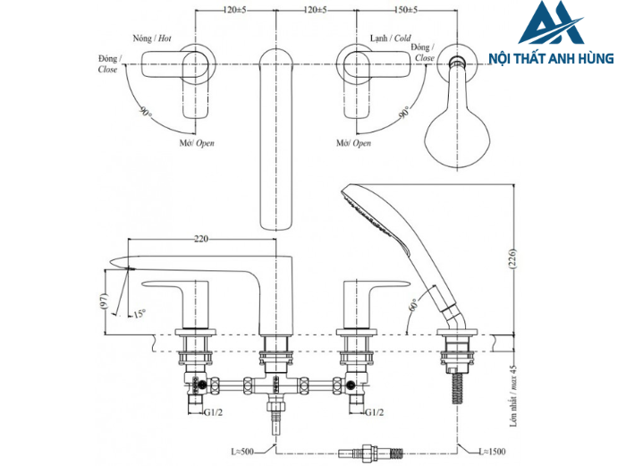Vòi xả bồn tắm nóng lạnh TOTO TBG04202BB