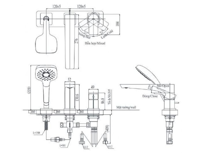 Vòi xả bồn tắm TOTO nóng lạnh TBG07305AA
