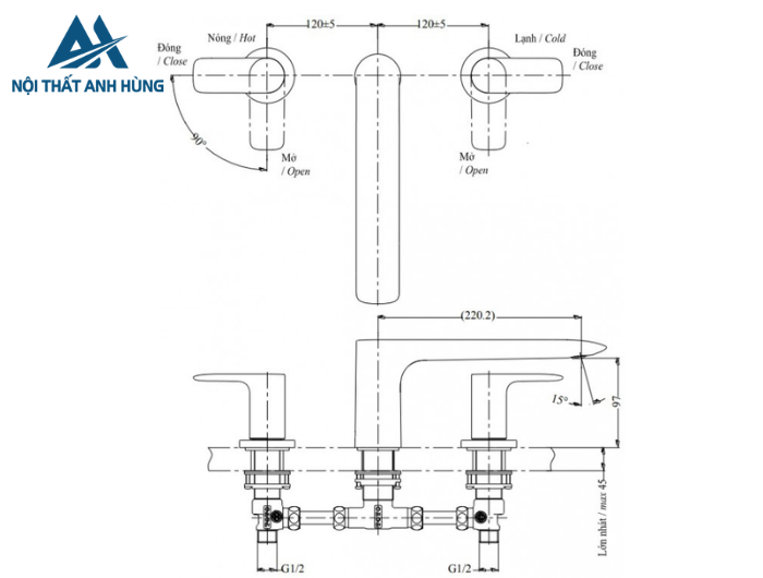Vòi xả bồn tắm TOTO TBG04201BA nóng lạnh