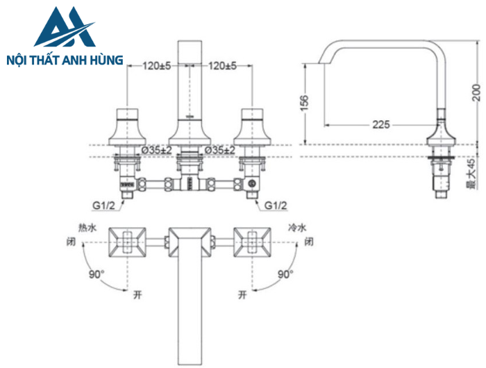 Vòi xả bồn tắm TOTO TBG08201B nóng lạnh
