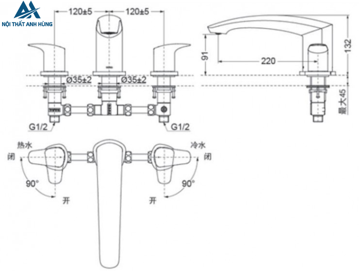 Vòi xả bồn tắm TOTO TBG09201B nóng lạnh