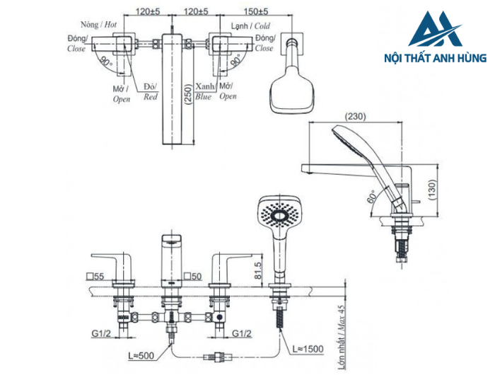 Vòi xả bồn tắm TOTO TBG10202A nóng lạnh