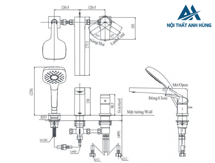 Vòi xả bồn tắm TOTO TBG10305AA nóng lạnh