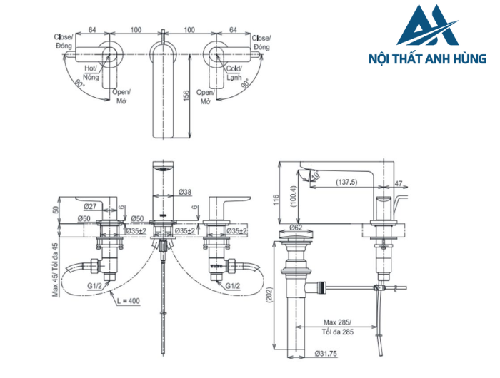 Vòi xả bồn tắm TOTO TBG13201A nóng lạnh