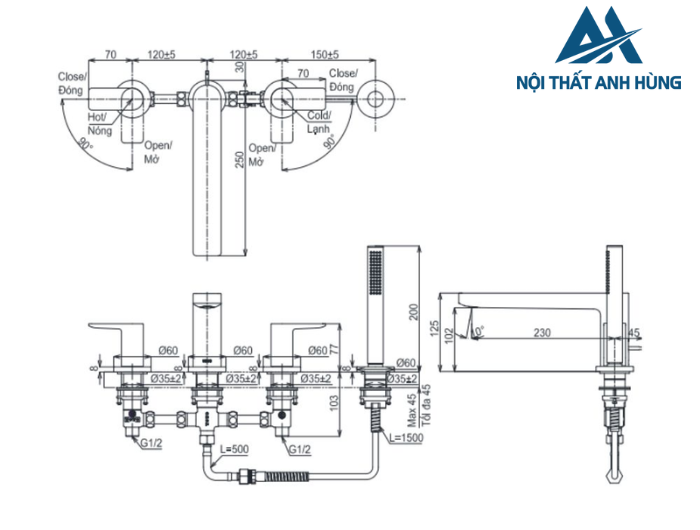Vòi xả bồn tắm TOTO TBG13202A nóng lạnh