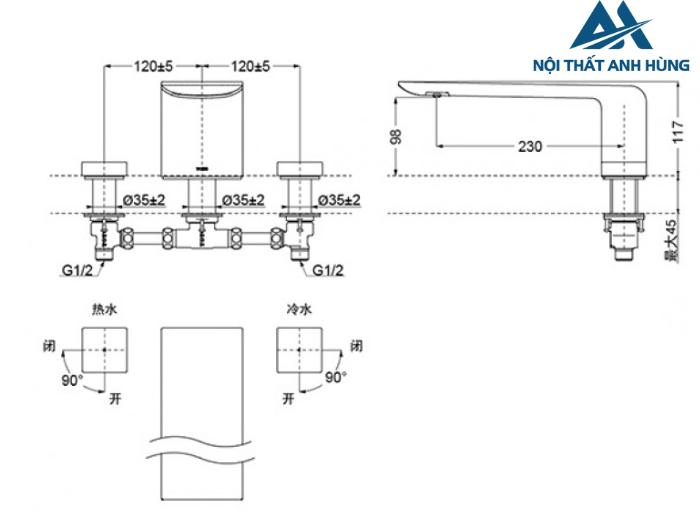 Vòi xả bồn tắm TOTO TBP02201BA nóng lạnh
