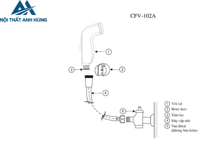 Vòi Xịt Toilet Inax CFV-102A Bằng Nhựa PVC Màu Kem